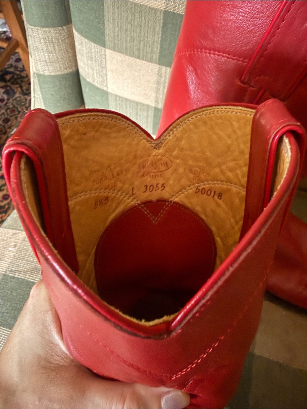 Justin Boots Red Leather Mid-Calf Western Boots - Picture 5 of 5